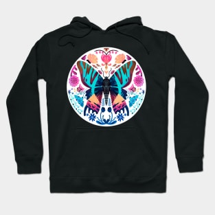 Madagascan Sunset Moth and Vibrant Flowers Hoodie